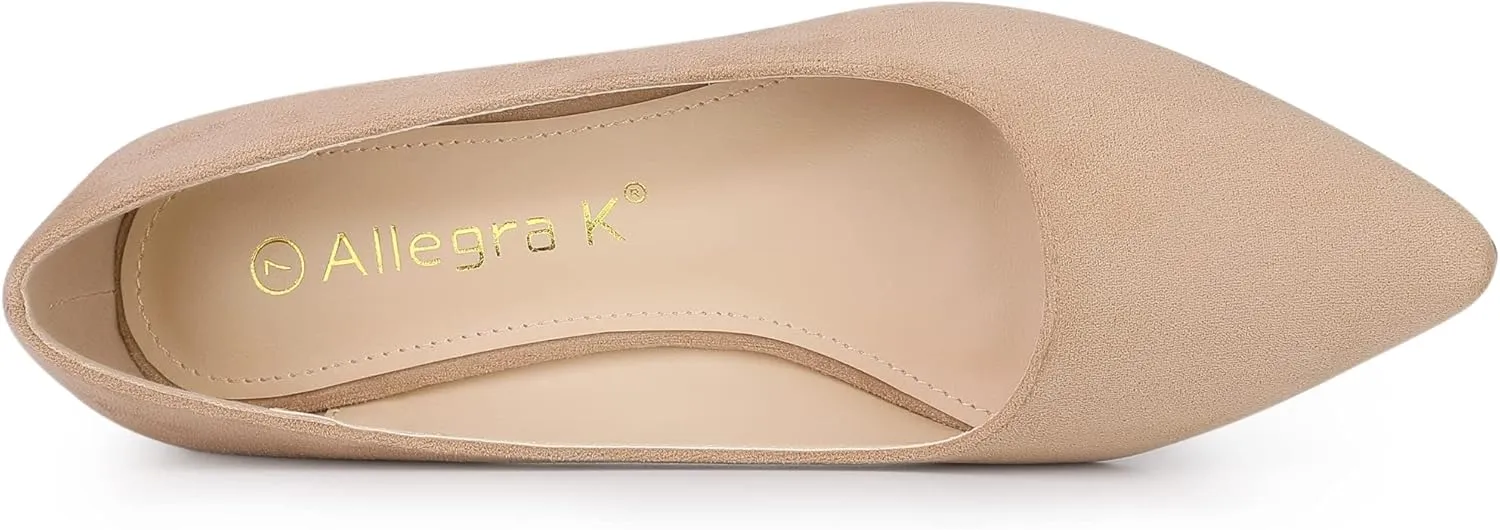 Allegra K Women's Pointy Toe Slip On Wedges Heels Pumps