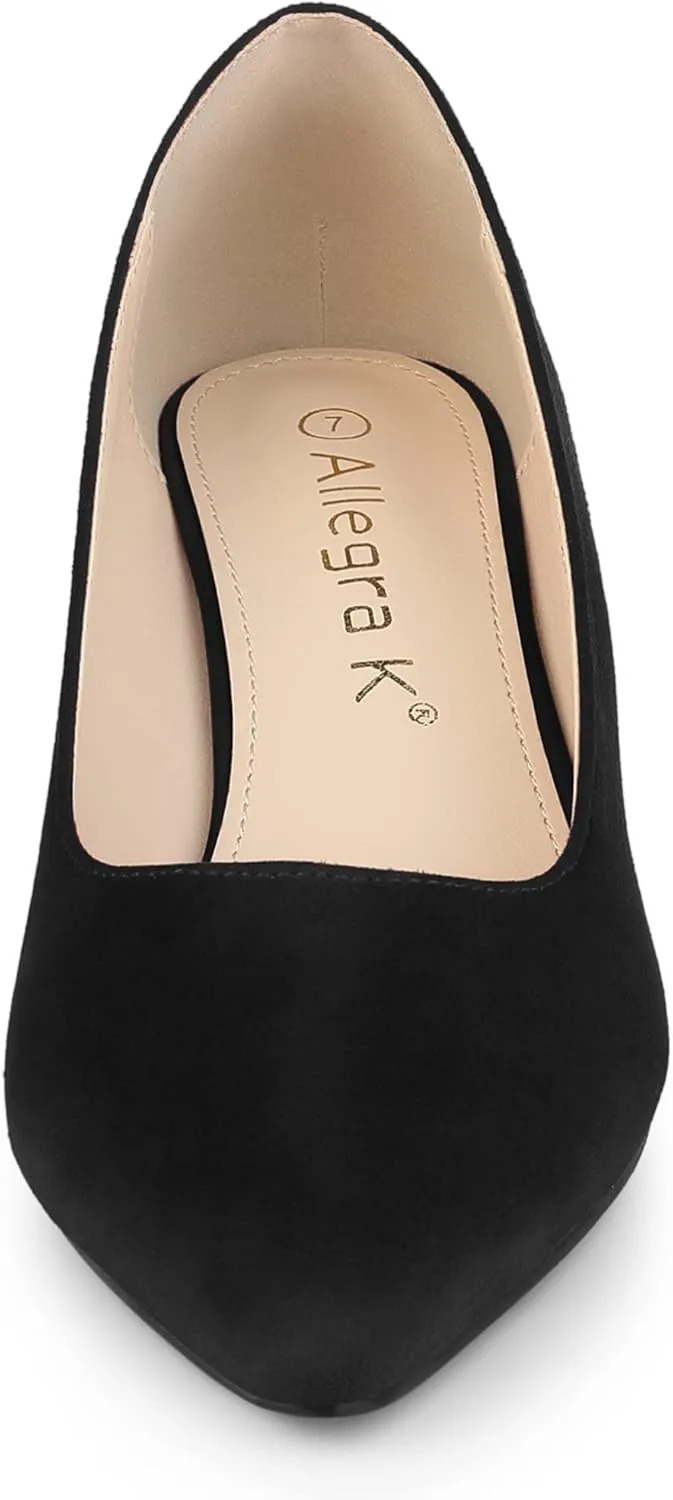 Allegra K Women's Pointy Toe Slip On Wedges Heels Pumps