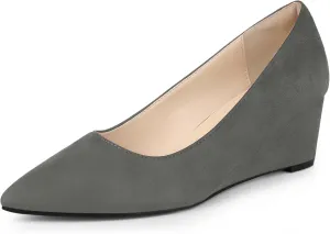 Allegra K Women's Pointy Toe Slip On Wedges Heels Pumps