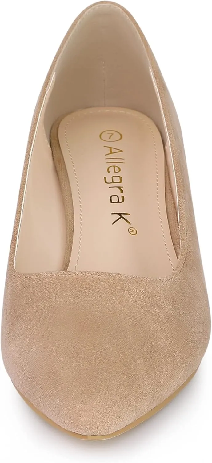 Allegra K Women's Pointy Toe Slip On Wedges Heels Pumps