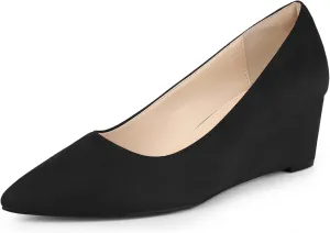Allegra K Women's Pointy Toe Slip On Wedges Heels Pumps