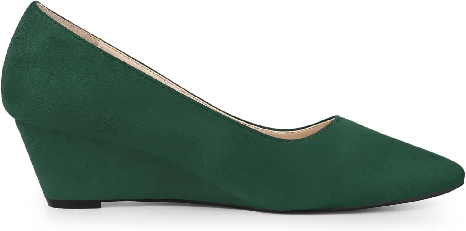 Allegra K Women's Pointy Toe Slip On Wedges Heels Pumps