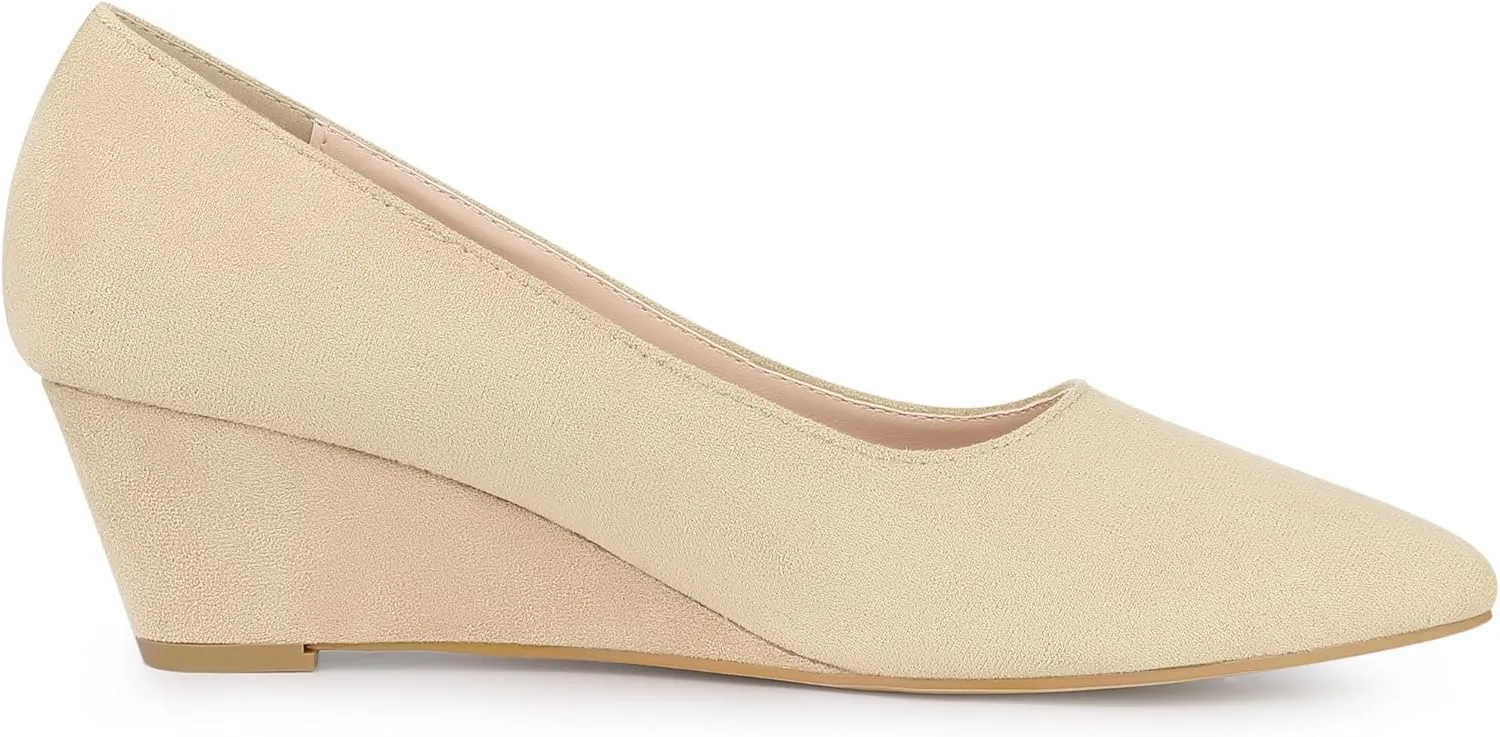 Allegra K Women's Pointy Toe Slip On Wedges Heels Pumps
