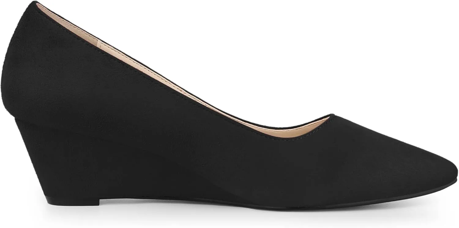 Allegra K Women's Pointy Toe Slip On Wedges Heels Pumps