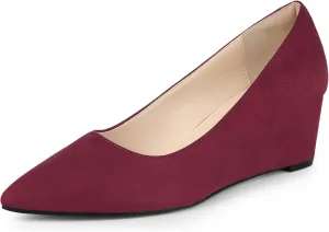 Allegra K Women's Pointy Toe Slip On Wedges Heels Pumps