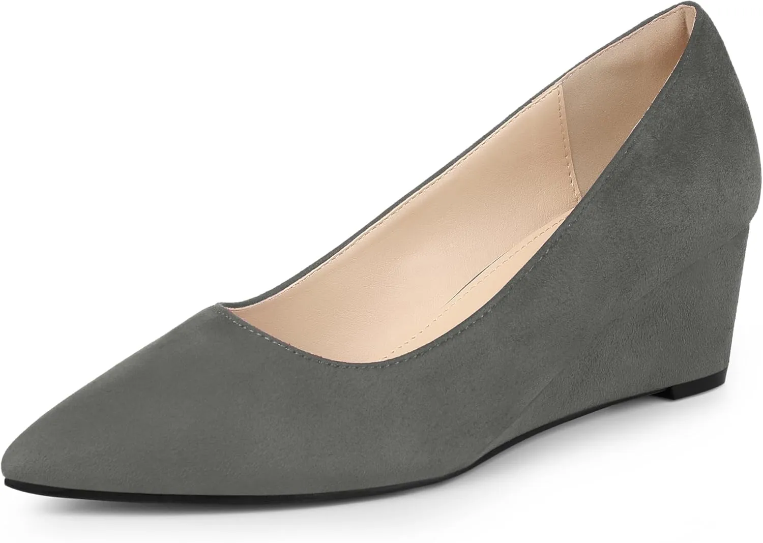 Allegra K Women's Pointy Toe Slip On Wedges Heels Pumps