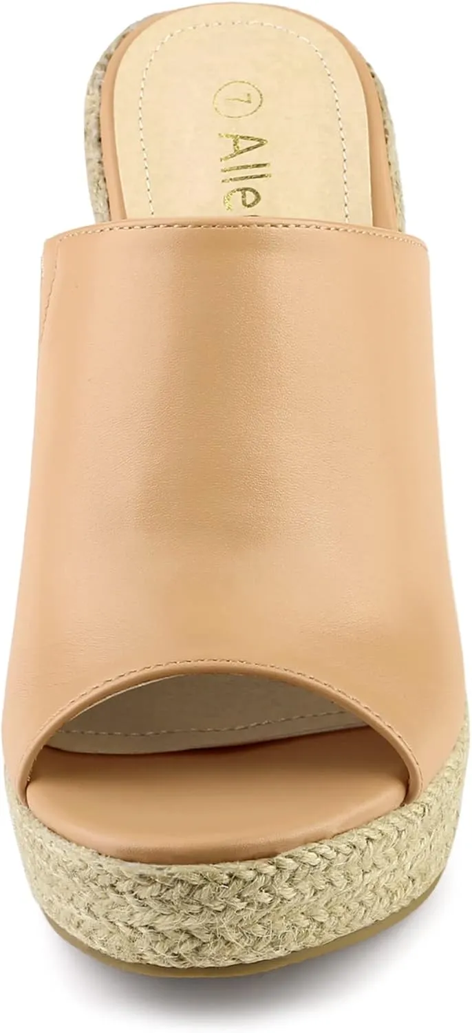 Allegra K Women's Slip on Platform Sandals Espadrilles Wedges Slides Mules