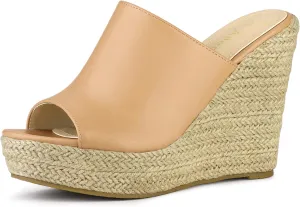 Allegra K Women's Slip on Platform Sandals Espadrilles Wedges Slides Mules