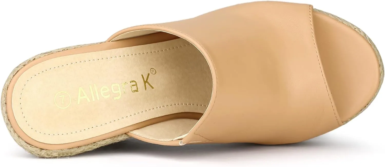 Allegra K Women's Slip on Platform Sandals Espadrilles Wedges Slides Mules