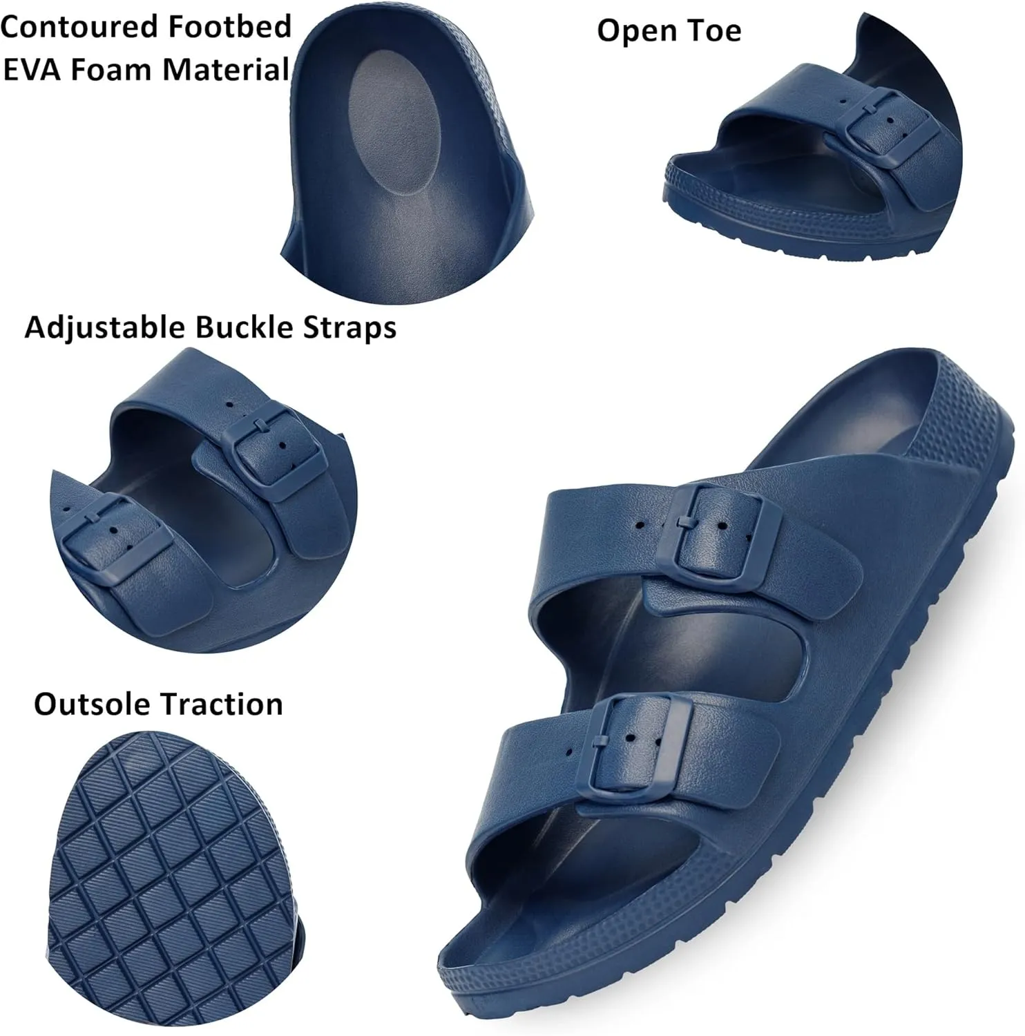 Alpine Swiss Mens Double Strap Slide Sandals EVA Flat Casual Comfortable Shoes