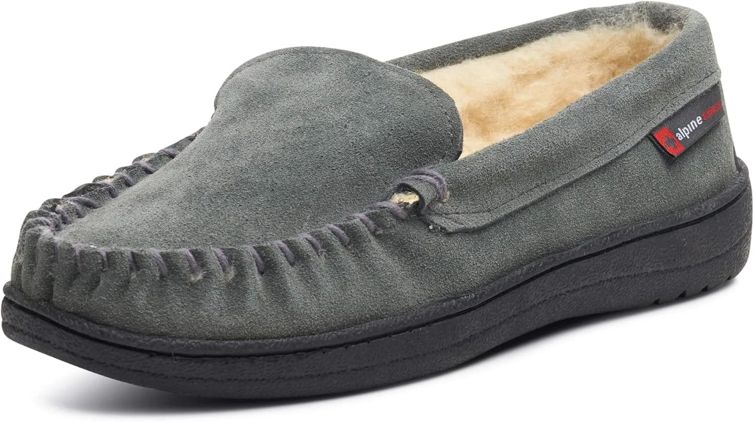 Alpine Swiss Yukon Mens Genuine Suede Shearling Slip On Moccasin Slippers