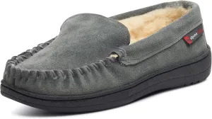 Alpine Swiss Yukon Mens Genuine Suede Shearling Slip On Moccasin Slippers
