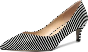 AMBELIGHT Womens Casual Slip On Pointed Toe Dress Shoes Patent Kitten Low Heel Pumps Shoes 2 Inch