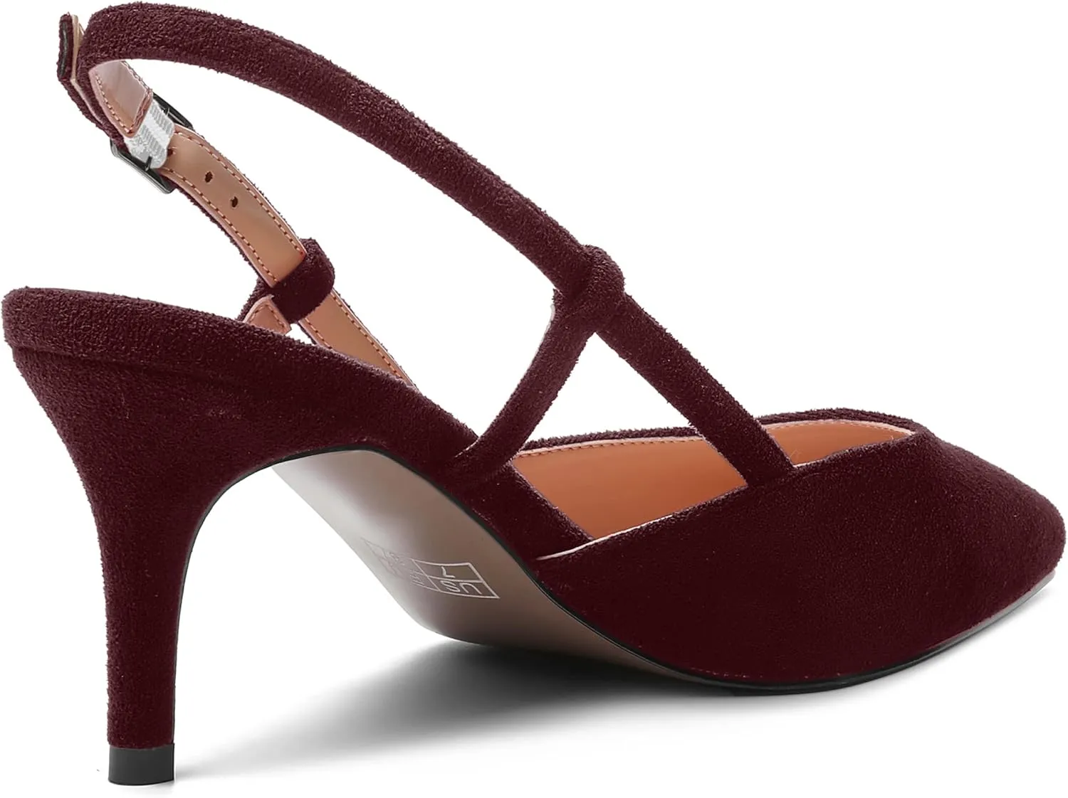 AMBELIGHT Womens Cute Office Square Toe Slingback Slip On Suede Kitten High Heel Pumps Shoes 2.5 Inch