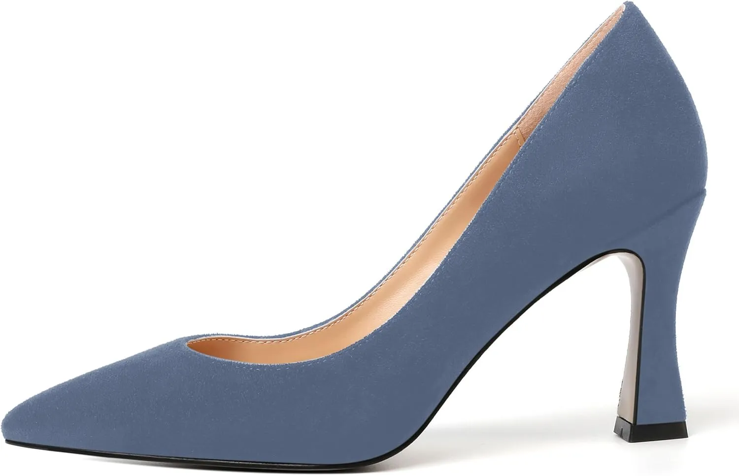 AMBELIGHT Womens Slip On Dress Pointed Toe Suede Wedding Stiletto High Heel Pumps Shoes 3.3 Inch