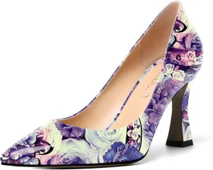 AMBELIGHT Womens Slip On Dress Pointed Toe Suede Wedding Stiletto High Heel Pumps Shoes 3.3 Inch