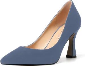 AMBELIGHT Womens Slip On Dress Pointed Toe Suede Wedding Stiletto High Heel Pumps Shoes 3.3 Inch