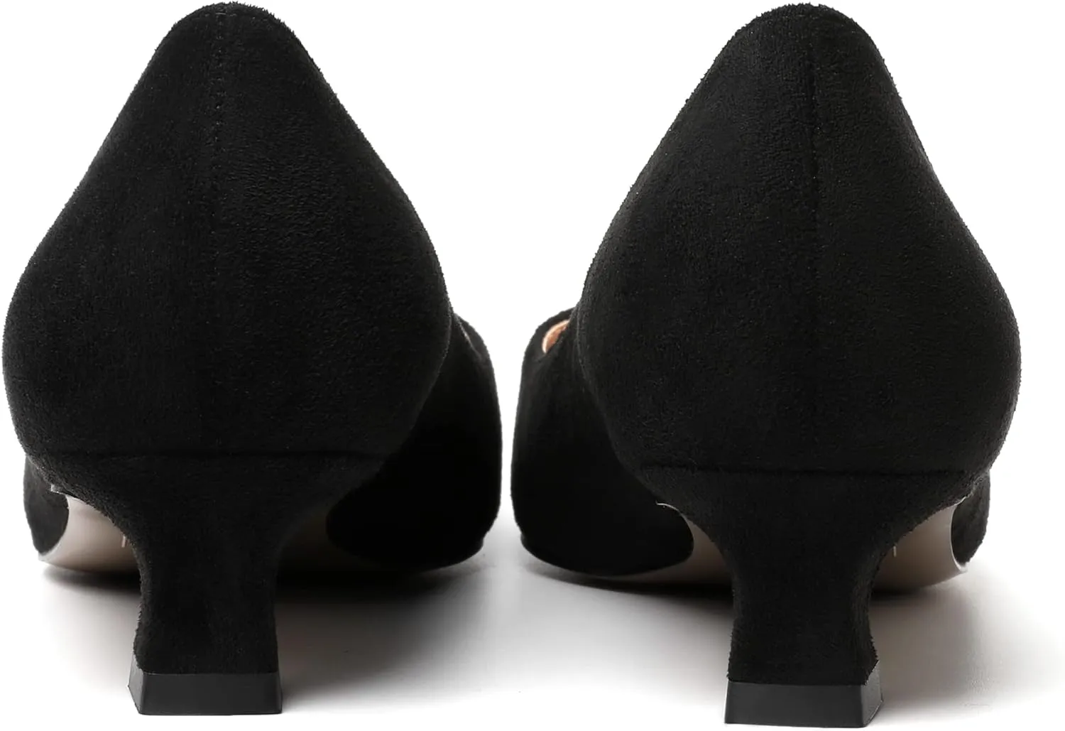 AMBELIGHT Womens Slip On Solid Casual Pointed Toe Office Suede Kitten Low Heel Pumps Shoes 1.5 Inch
