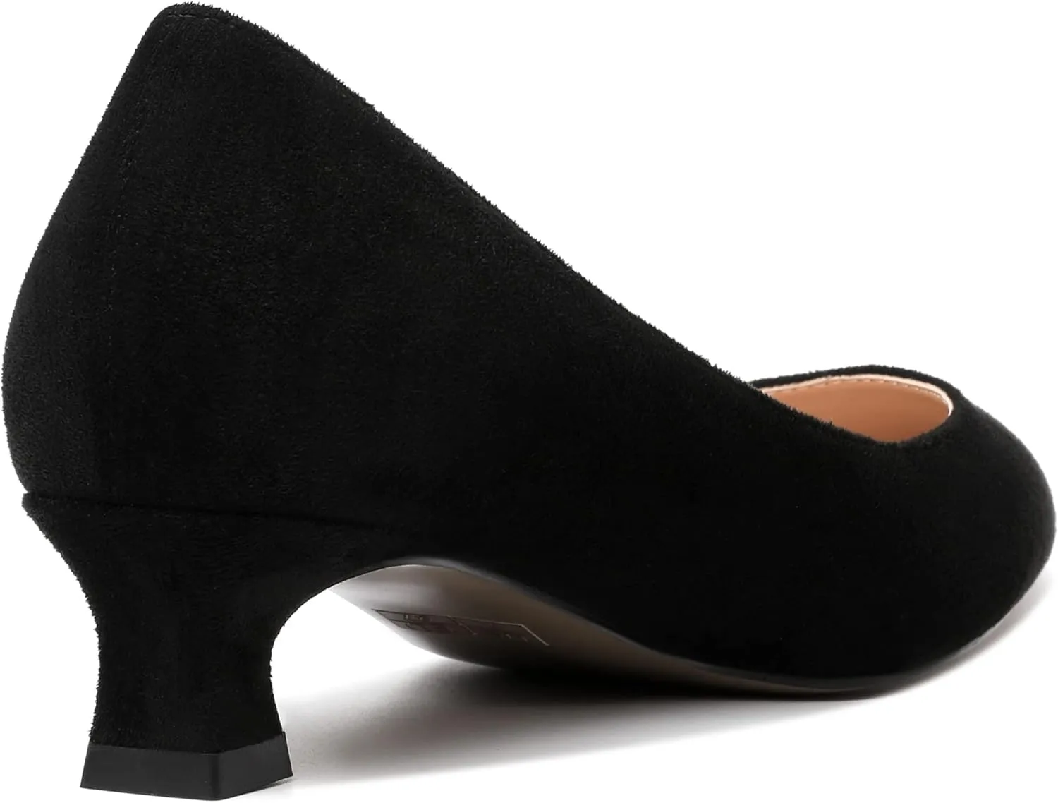 AMBELIGHT Womens Slip On Solid Casual Pointed Toe Office Suede Kitten Low Heel Pumps Shoes 1.5 Inch