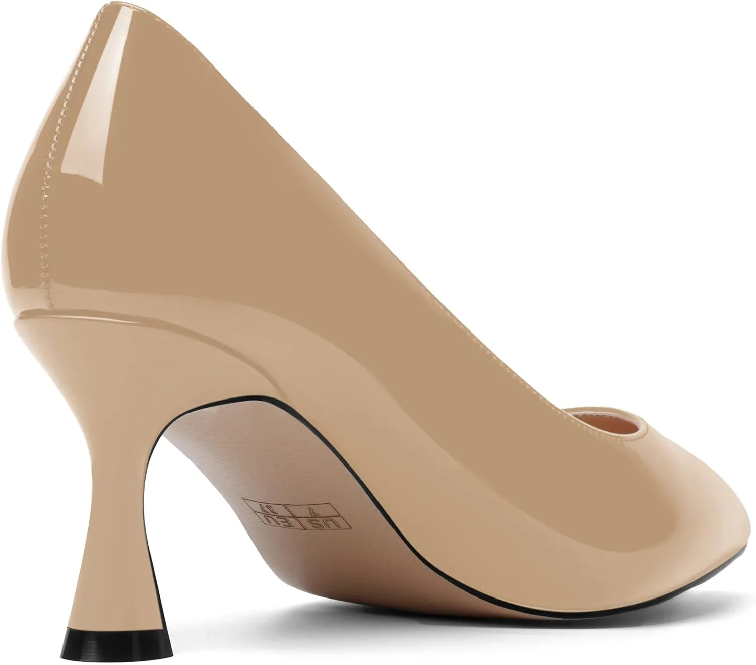 AMBELIGHT Womens Solid Office Dress Slip On Patent Pointed Toe Stiletto Mid Heel Pumps Shoes 2.5 Inch