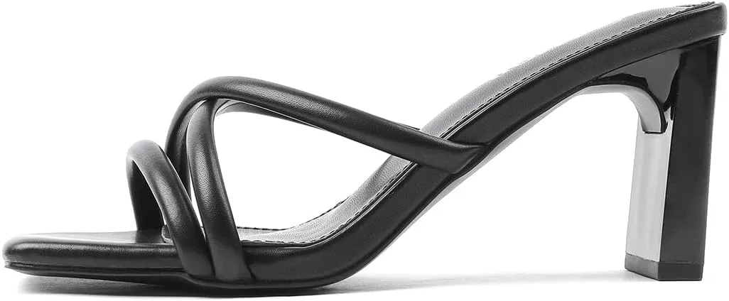 Amoji Women 3 Inch Slip On Heels Lady Heeled Sandal 332