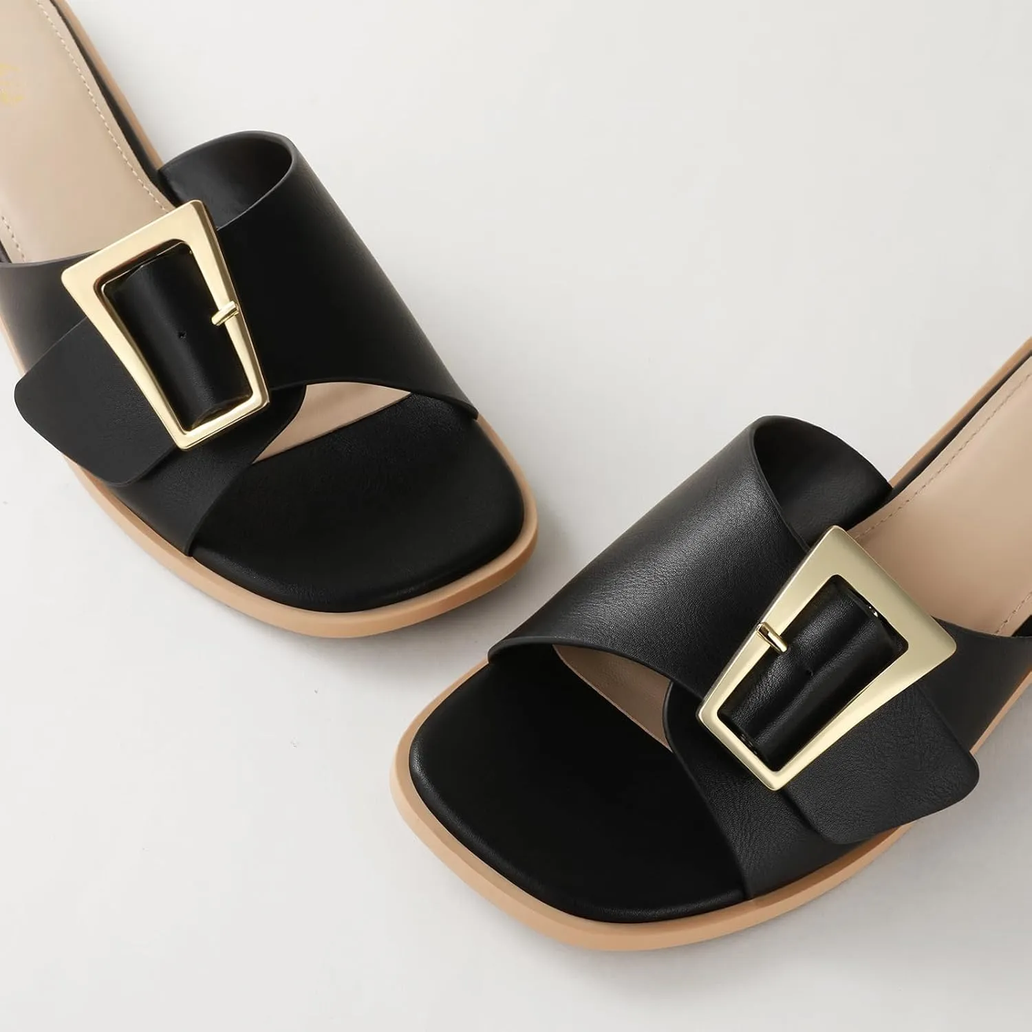 Ankis Black White Brown Women's Flat Sandals Comfortable Flat Sandals for Dressy Summer Women's Slide Sandals