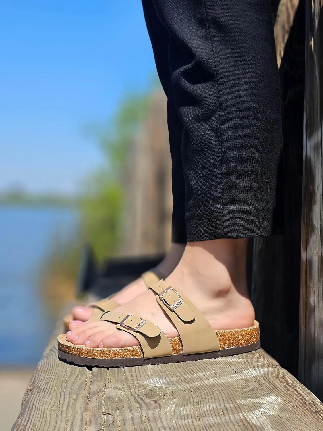Arena Cork Sandals for Women – Cork Sandals Women’s Summer Shoes – Comfortable Slide Sandals