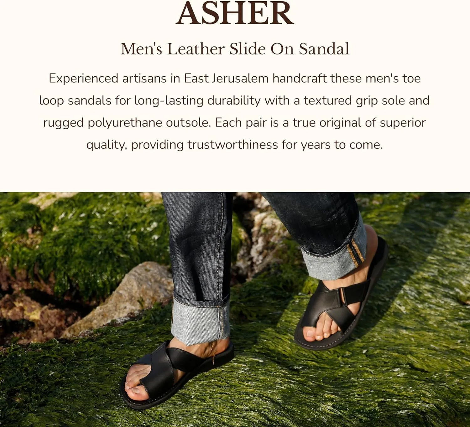 Asher - Leather Slide On Sandal - Men