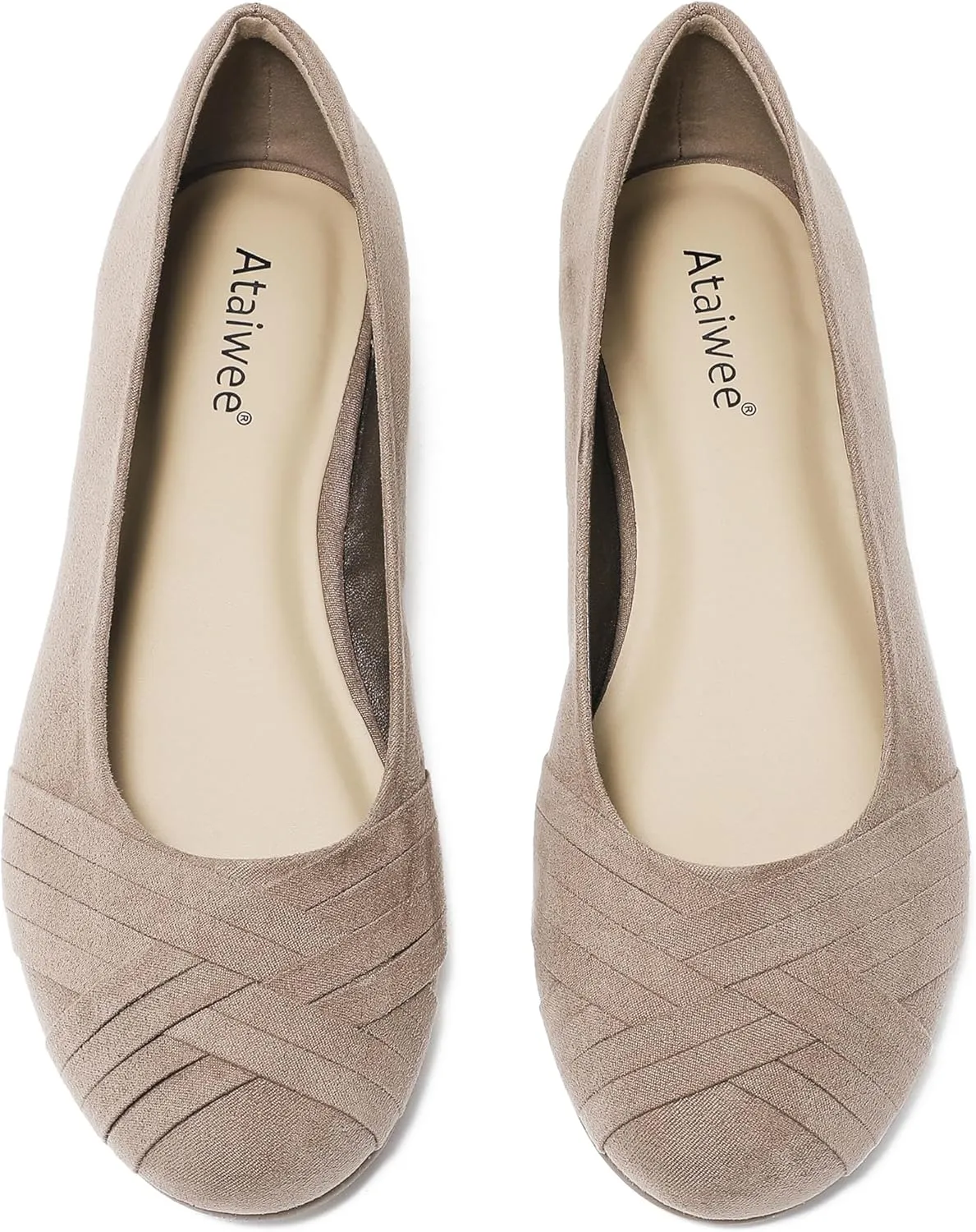 Ataiwee Women's Wide Width Flats Shoes - Casual Comfortable Round Toe Plus Size Ballet Shoes.