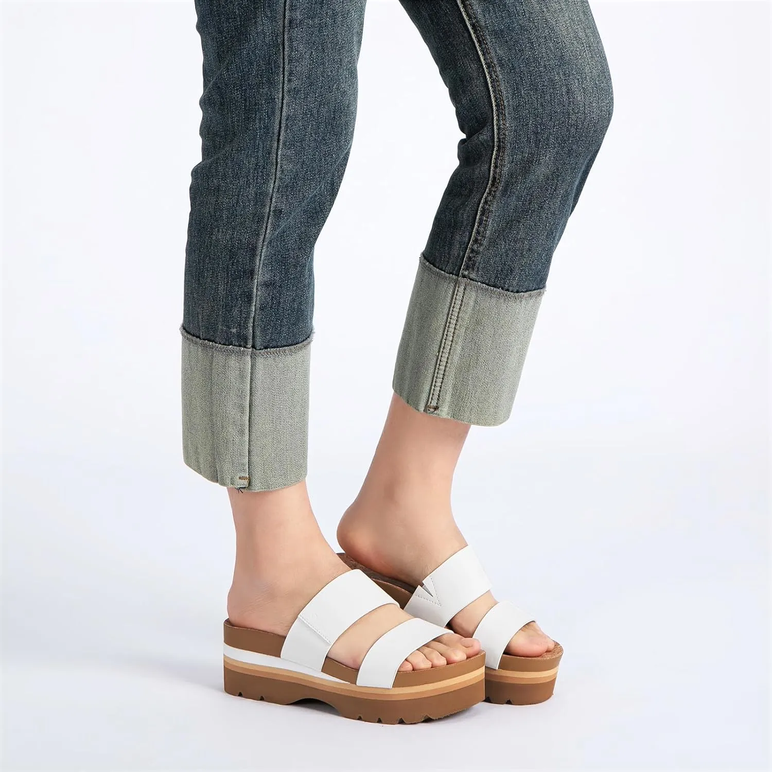 Athlefit Women's Arch Support Platfrom Slide Sandals Comfortable Crok Footbed Open Toe Slip On Summer Flatform Wedge Sandals