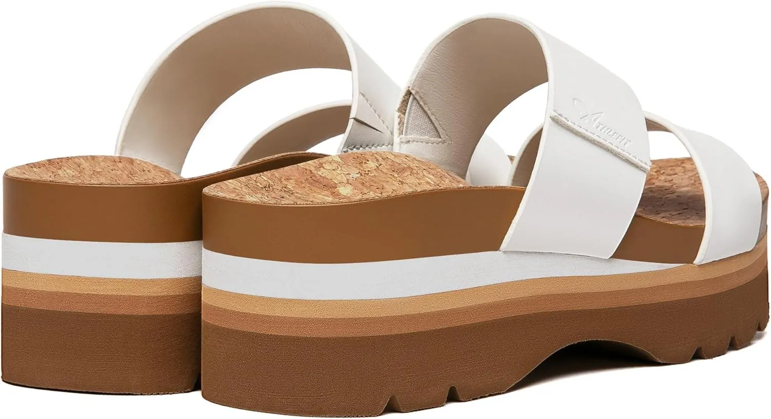 Athlefit Women's Arch Support Platfrom Slide Sandals Comfortable Crok Footbed Open Toe Slip On Summer Flatform Wedge Sandals