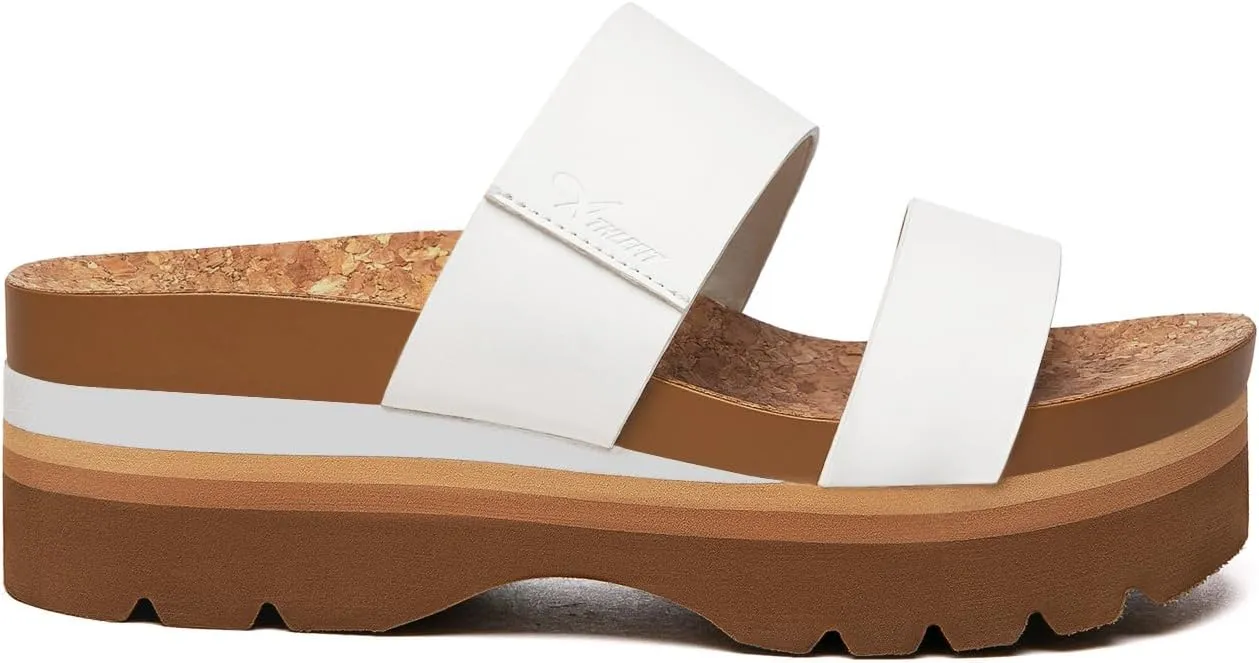 Athlefit Women's Arch Support Platfrom Slide Sandals Comfortable Crok Footbed Open Toe Slip On Summer Flatform Wedge Sandals