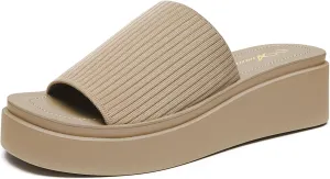 Athlefit Women's Slip On Platform Sandals Comfortable Open Toe Summer Flatform Slide Sandals