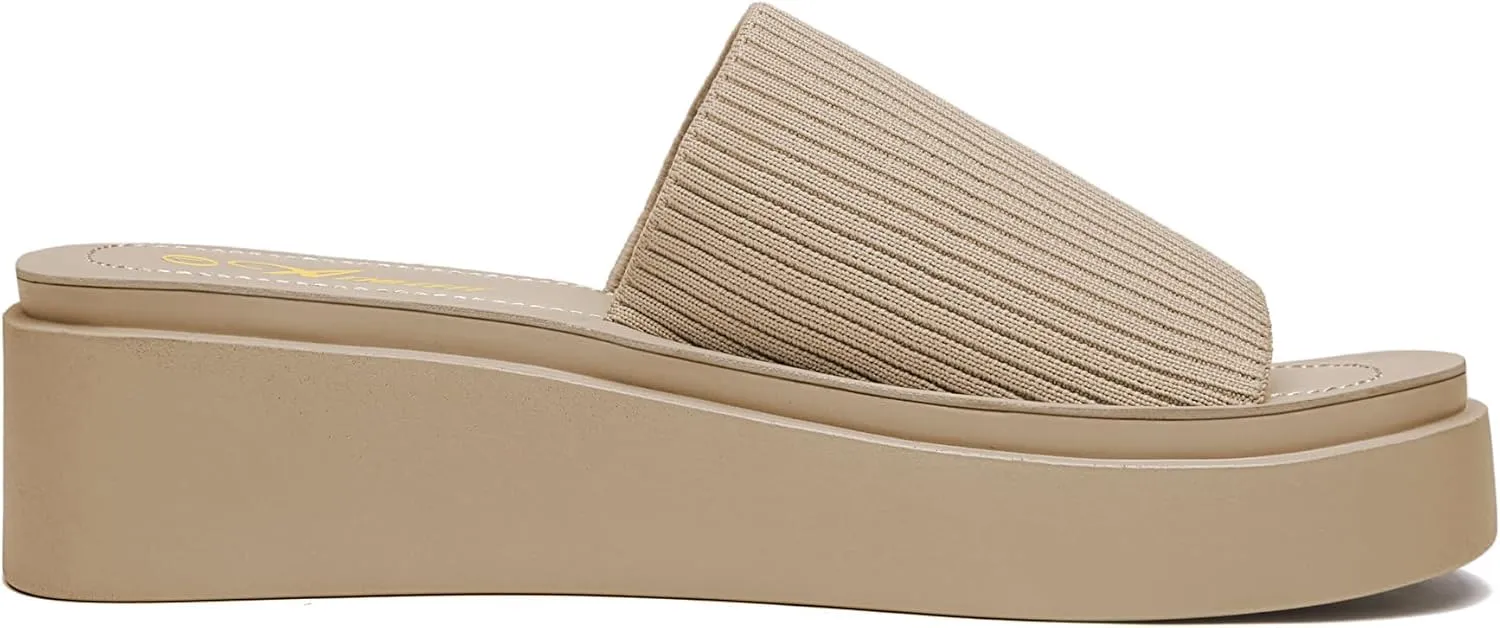 Athlefit Women's Slip On Platform Sandals Comfortable Open Toe Summer Flatform Slide Sandals