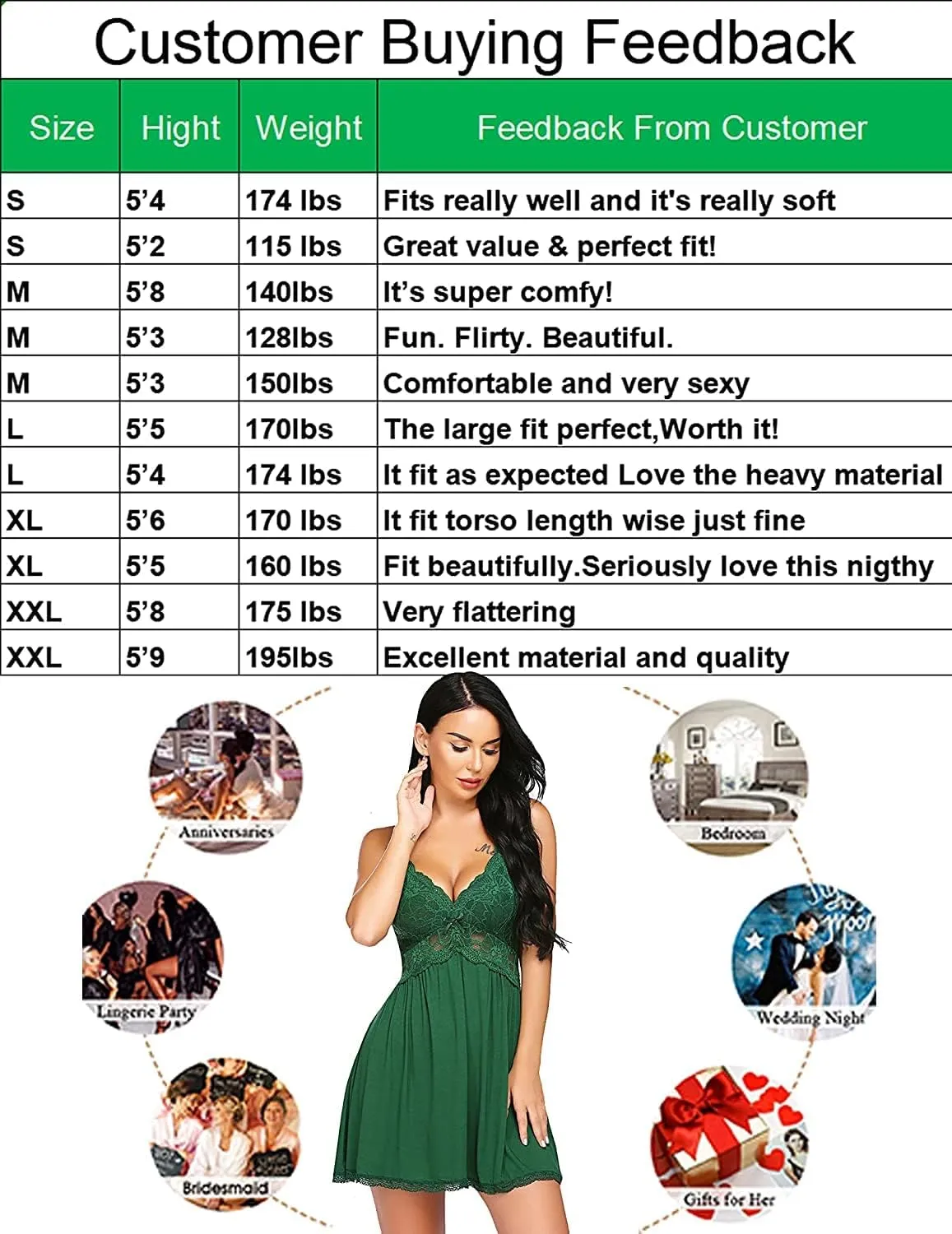 Avidlove Women Chemise Night Gown Lace Modal Sleepwear V-Neck Full Slip Babydoll Lingerie Sexy Nightgowns