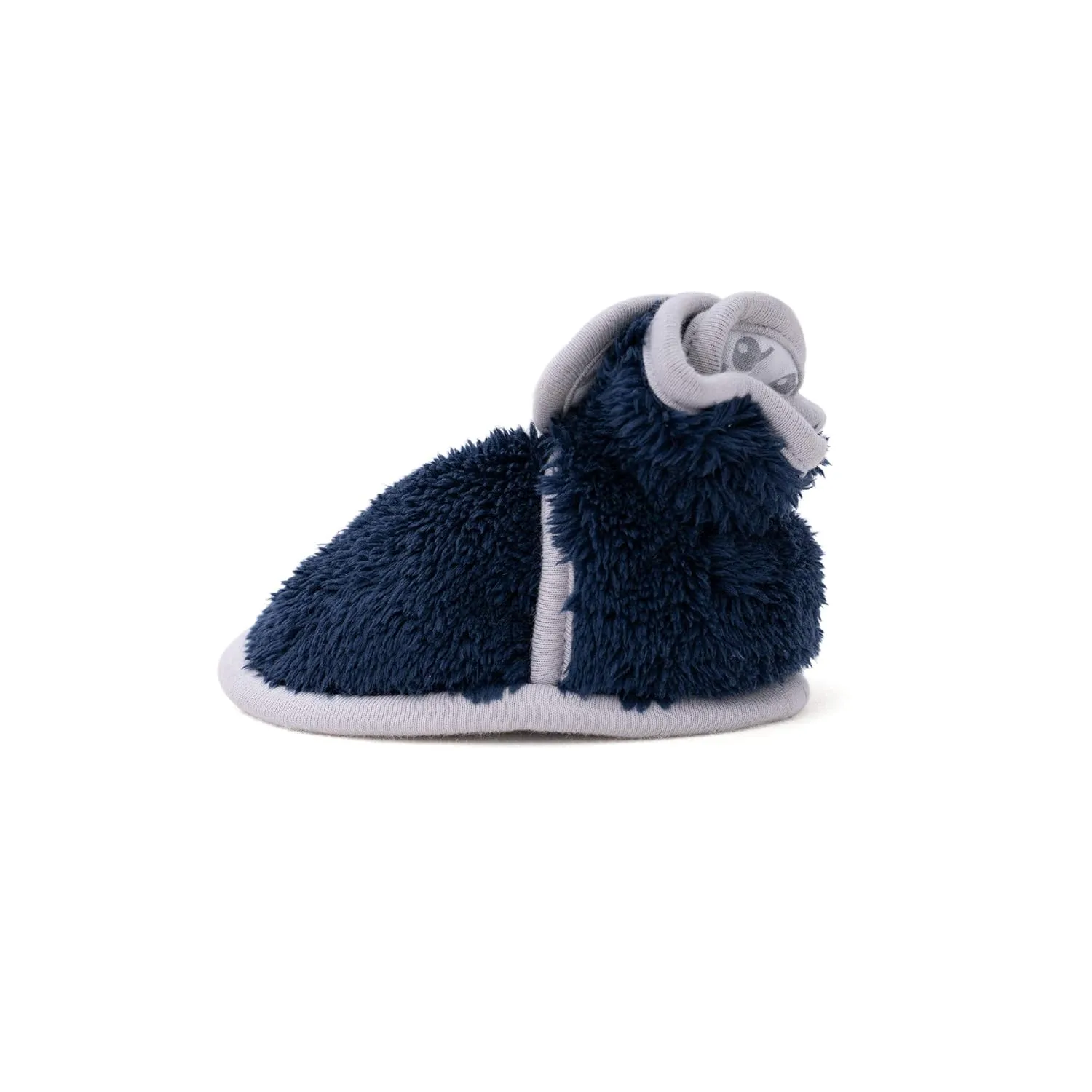 baby deedee Booties with Grippers, Soft Shoes, Baby Slippers for Girls and Boys Crib, Fuzzy Navy, 18 Months Unisex Infant