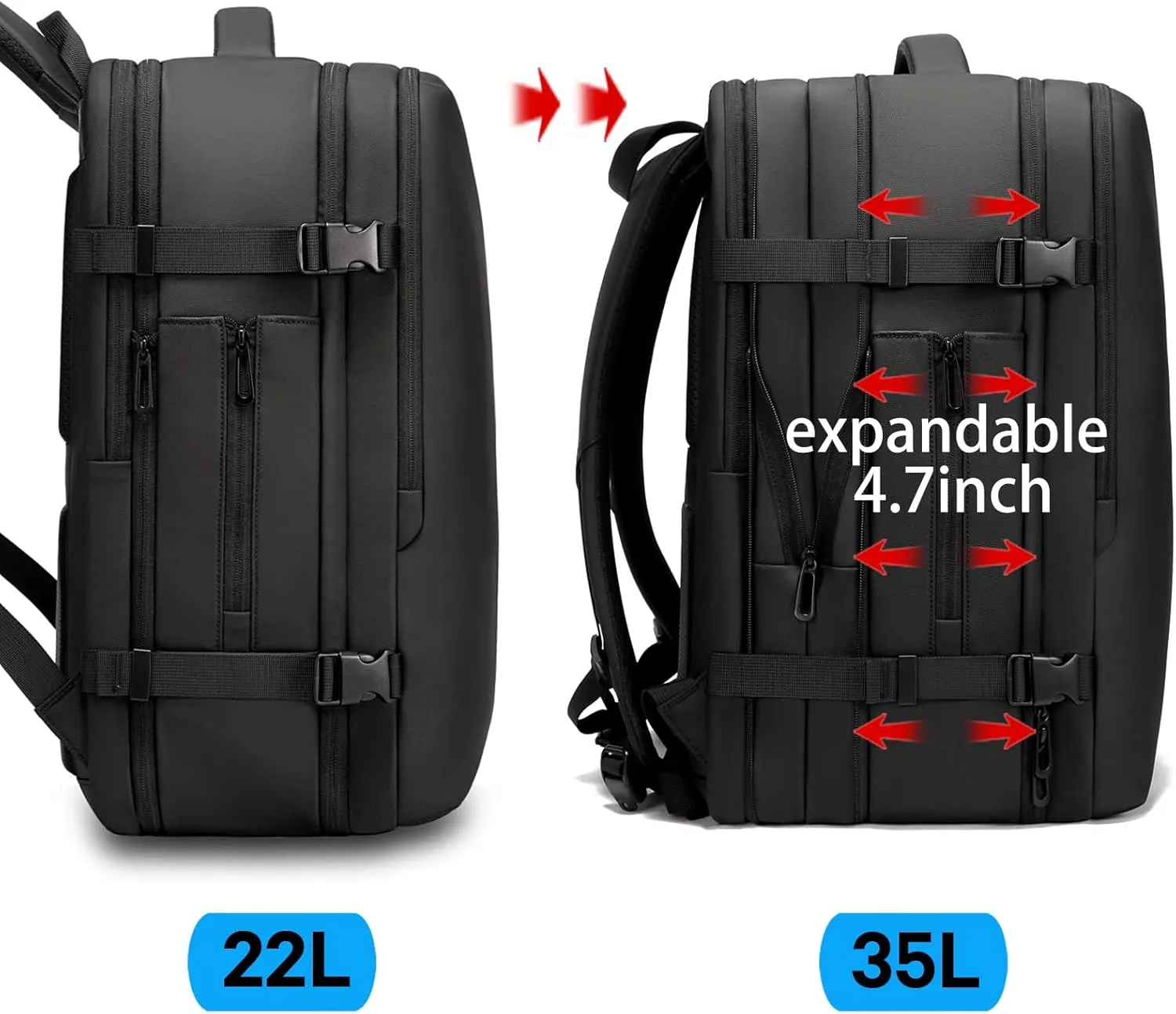 BANGE 35L Men's Expandable Laptop Backpack for 17.3Inch Laptop, Carry On Backpack Fits Under Seat Airline Approved, Personal Item Travel Bag for Men…