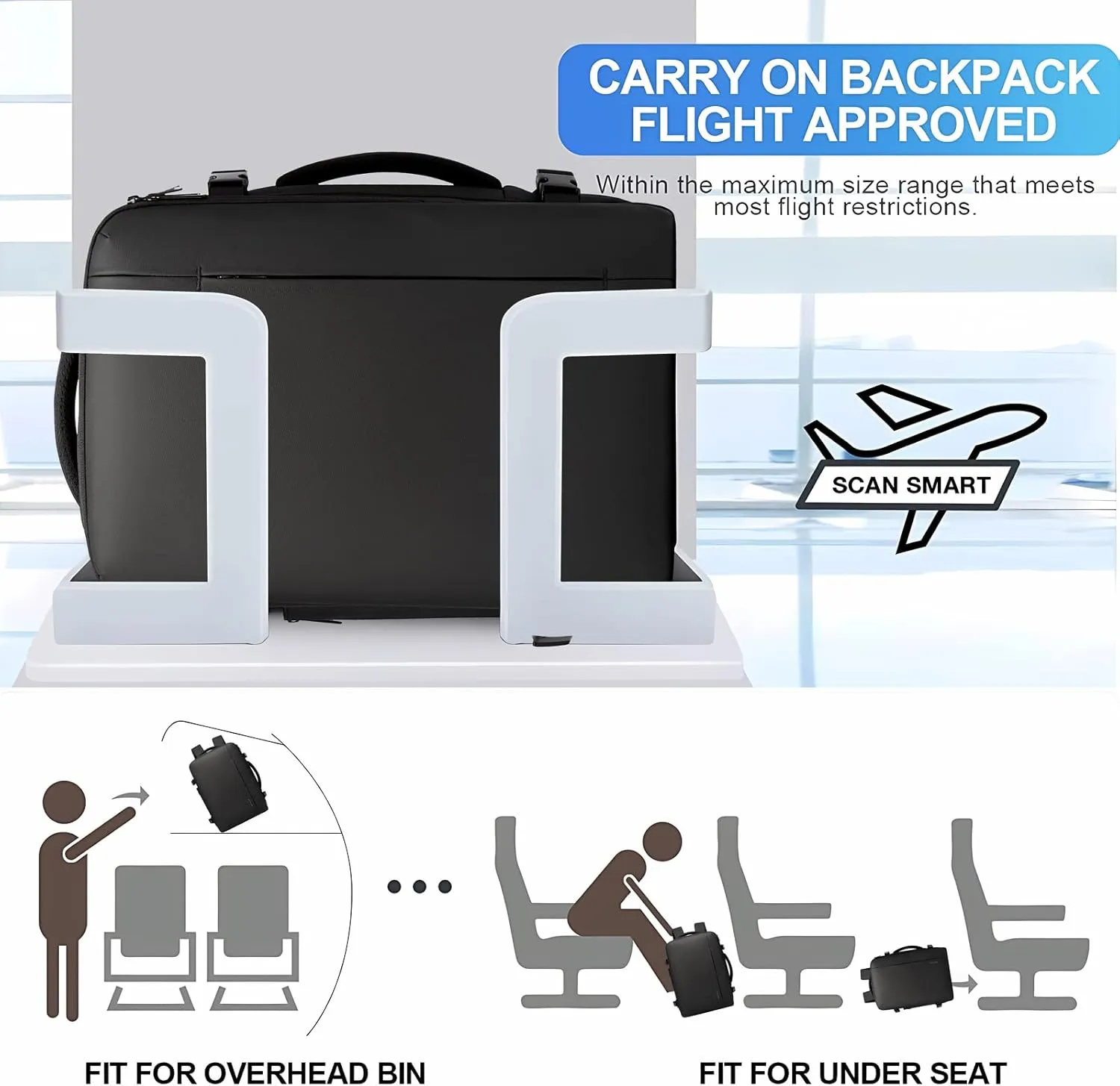 BANGE 35L Men's Expandable Laptop Backpack for 17.3Inch Laptop, Carry On Backpack Fits Under Seat Airline Approved, Personal Item Travel Bag for Men…