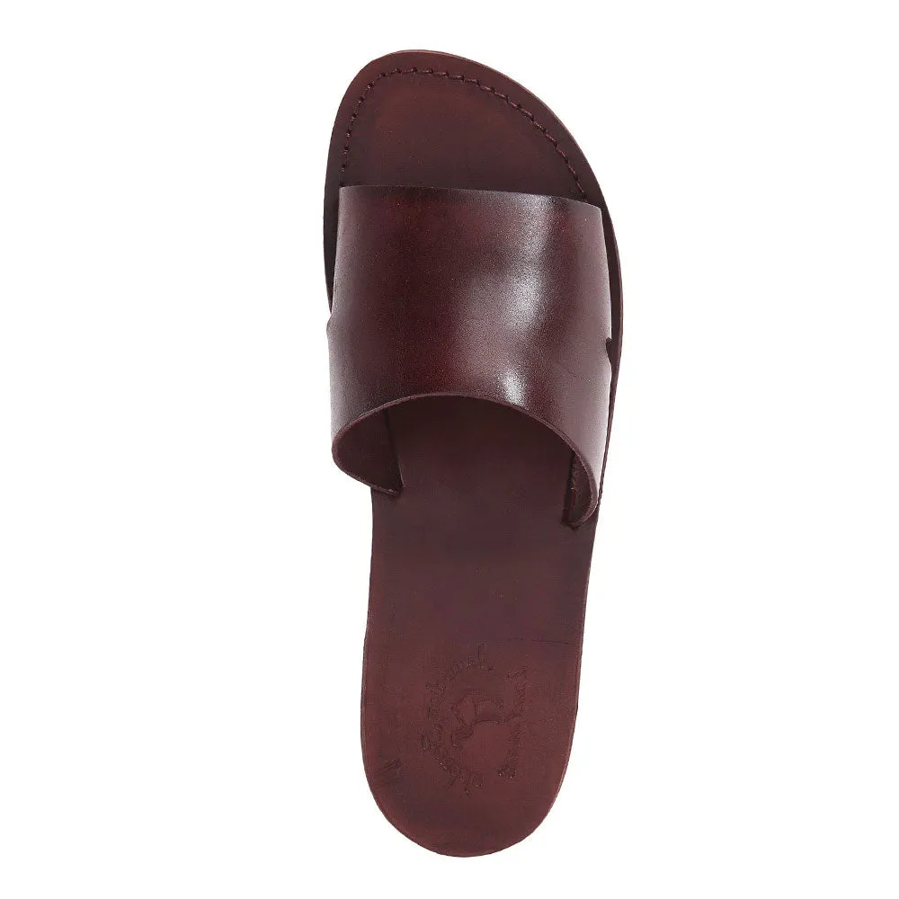 Bashan - Leather Wide Strap Slide Sandal | Brown