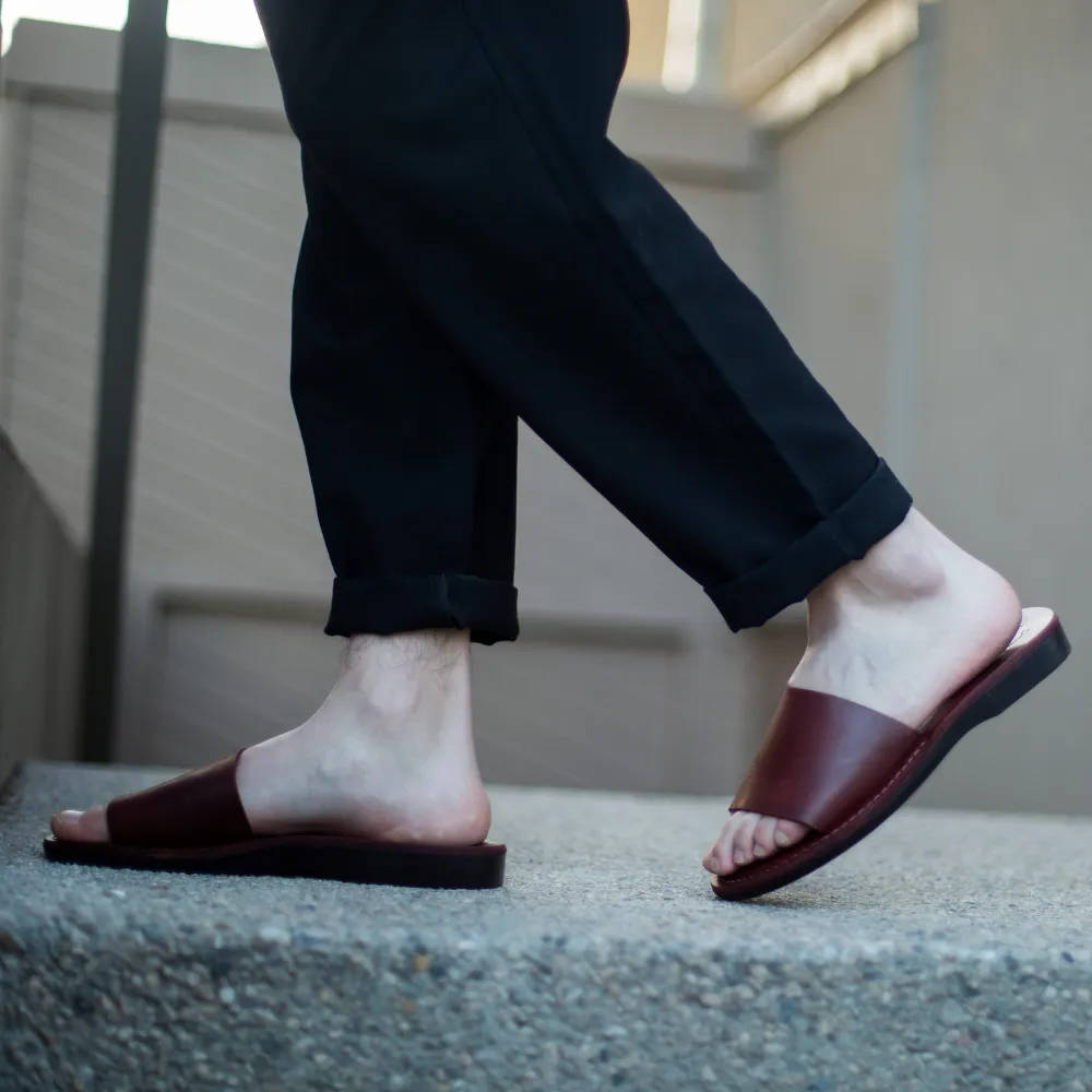 Bashan - Leather Wide Strap Slide Sandal | Brown