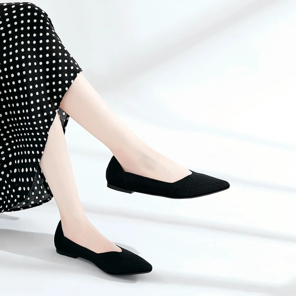 Bealin Womens Flats Dressy Pointed Toe Knit Ballet Shoes Confortable Women Soft Flats Shoes Slip On Loafer Shoes