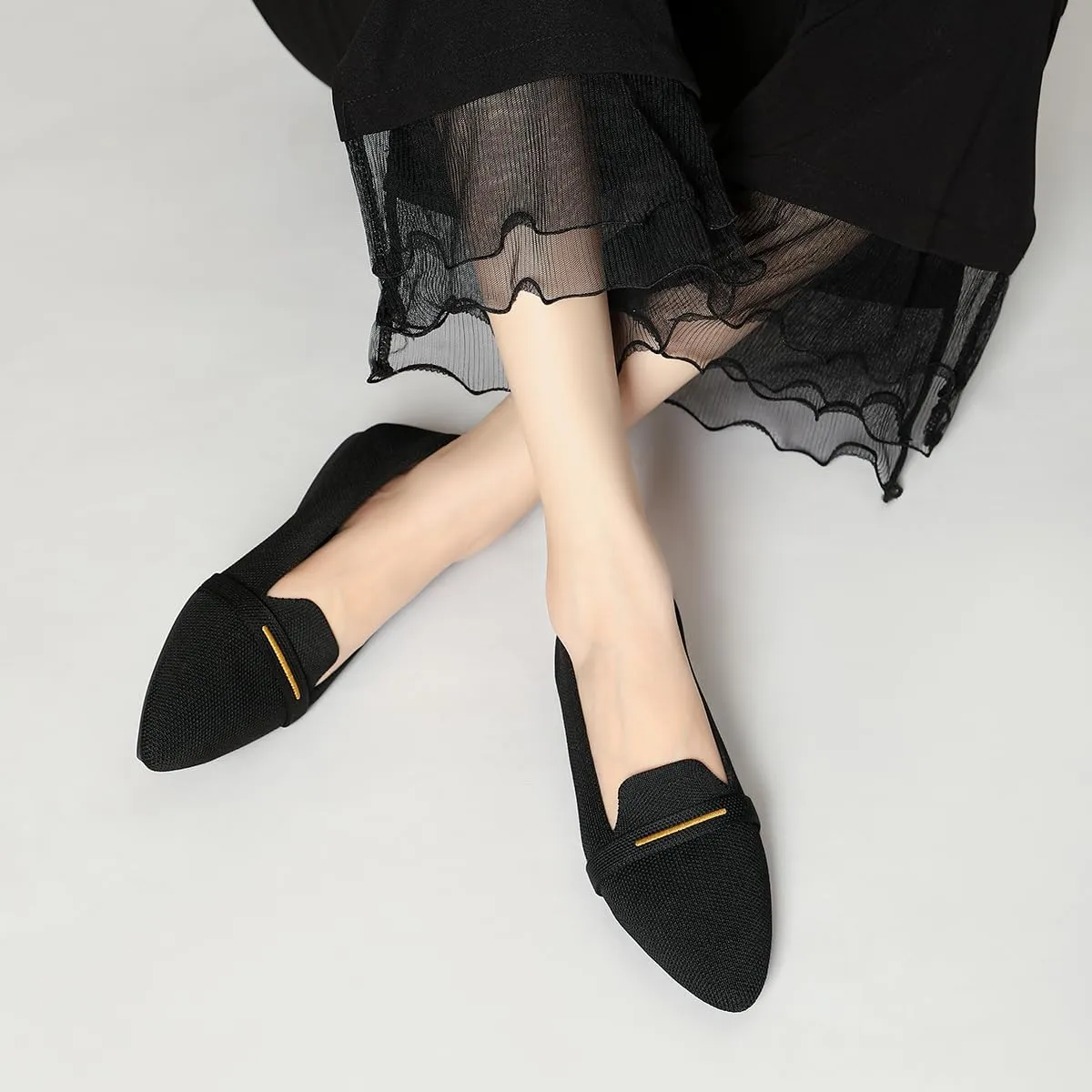 Bealin Womens Flats Dressy Pointed Toe Knit Ballet Shoes Confortable Women Soft Flats Shoes Slip On Loafer Shoes