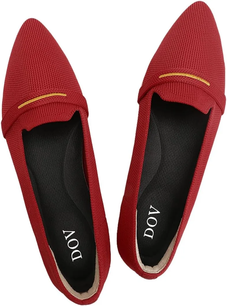 Bealin Womens Flats Dressy Pointed Toe Knit Ballet Shoes Confortable Women Soft Flats Shoes Slip On Loafer Shoes