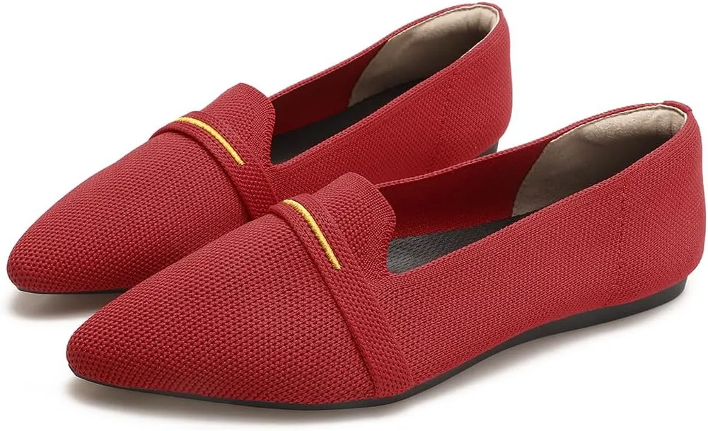 Bealin Womens Flats Dressy Pointed Toe Knit Ballet Shoes Confortable Women Soft Flats Shoes Slip On Loafer Shoes