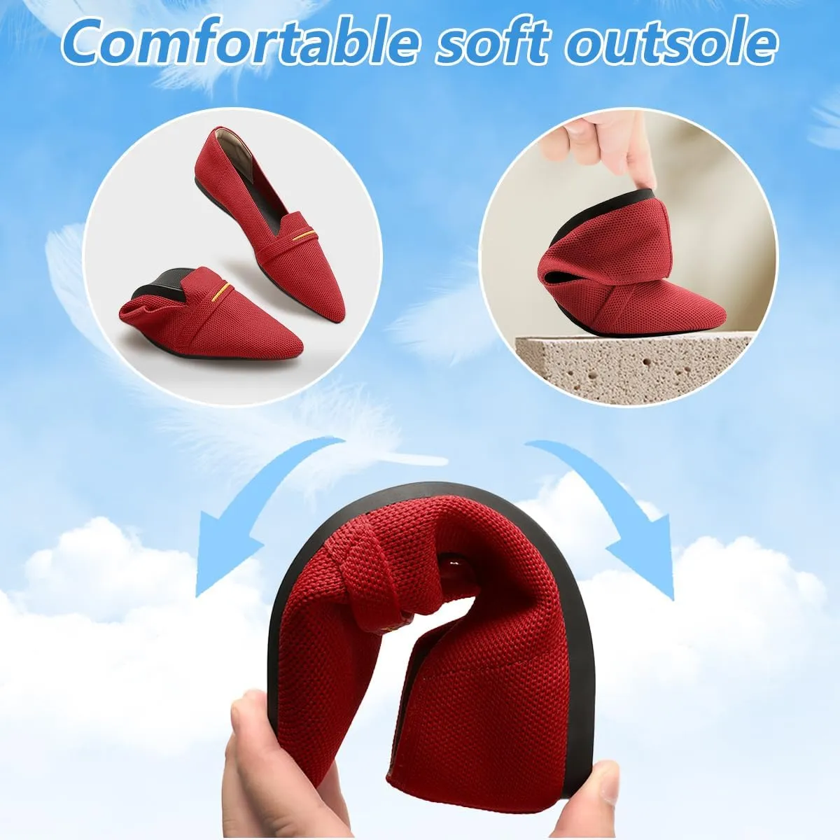 Bealin Womens Flats Dressy Pointed Toe Knit Ballet Shoes Confortable Women Soft Flats Shoes Slip On Loafer Shoes
