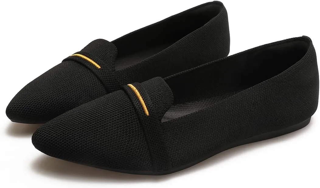 Bealin Womens Flats Dressy Pointed Toe Knit Ballet Shoes Confortable Women Soft Flats Shoes Slip On Loafer Shoes