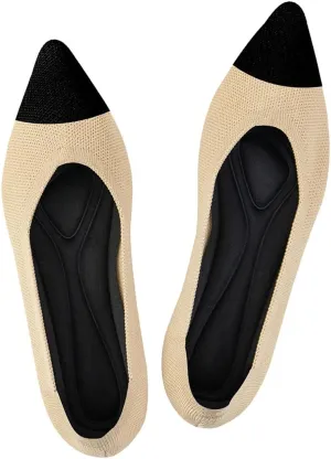 Bealin Womens Flats Dressy Pointed Toe Knit Ballet Shoes Confortable Women Soft Flats Shoes Slip On Loafer Shoes