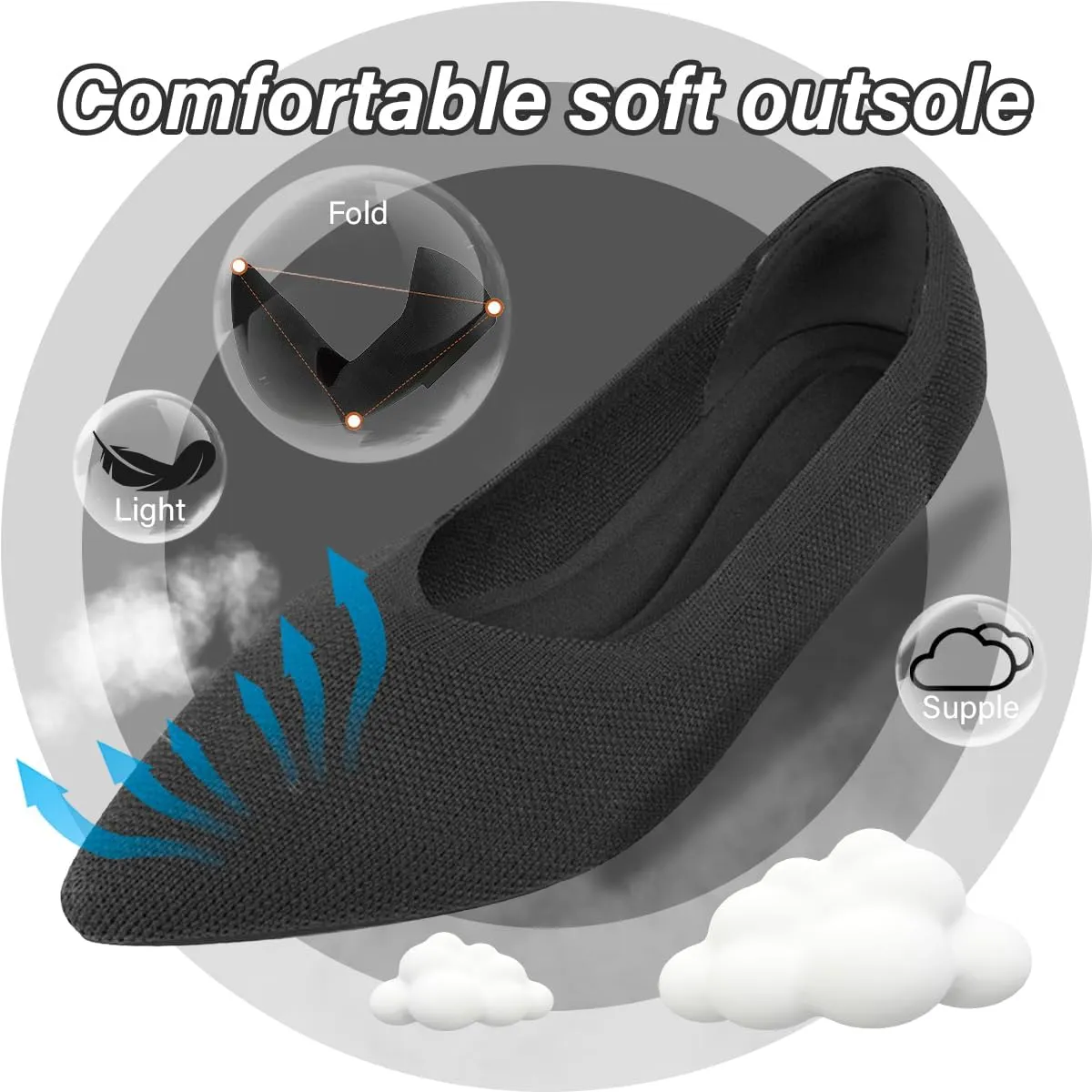 Bealin Womens Flats Dressy Pointed Toe Knit Ballet Shoes Confortable Women Soft Flats Shoes Slip On Loafer Shoes