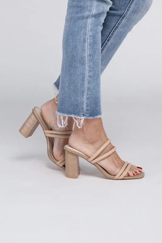 Beige Summer Angela - Strappy Alligator Heel