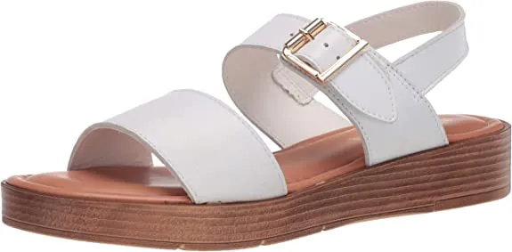 Bella Vita Women's Wedge Sandal, White Leather, 6 Wide